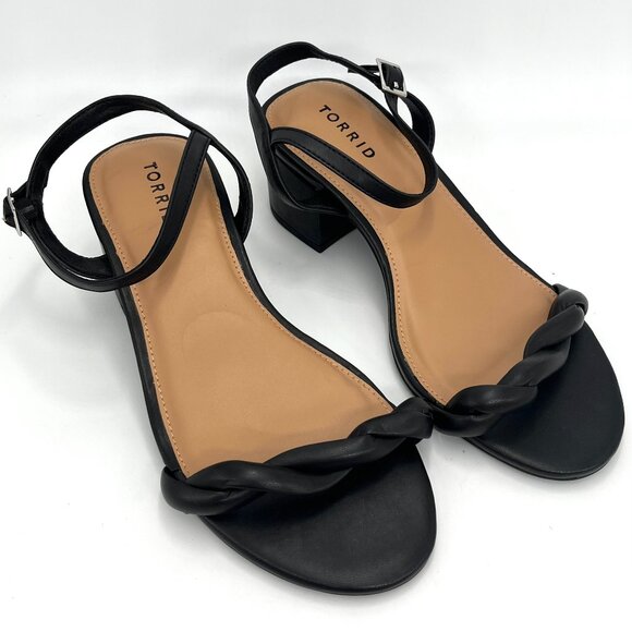 Torrid Black Twisted Strap Kitten Heel - Size 8WW - Picture 1 of 9